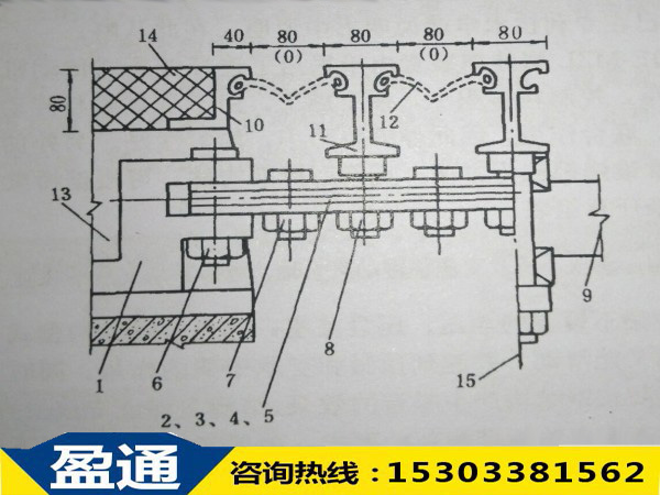 GQF-MZL( II )型伸縮縫聯(lián)動機(jī)構(gòu)設(shè)置示意圖(尺寸單位:mm)